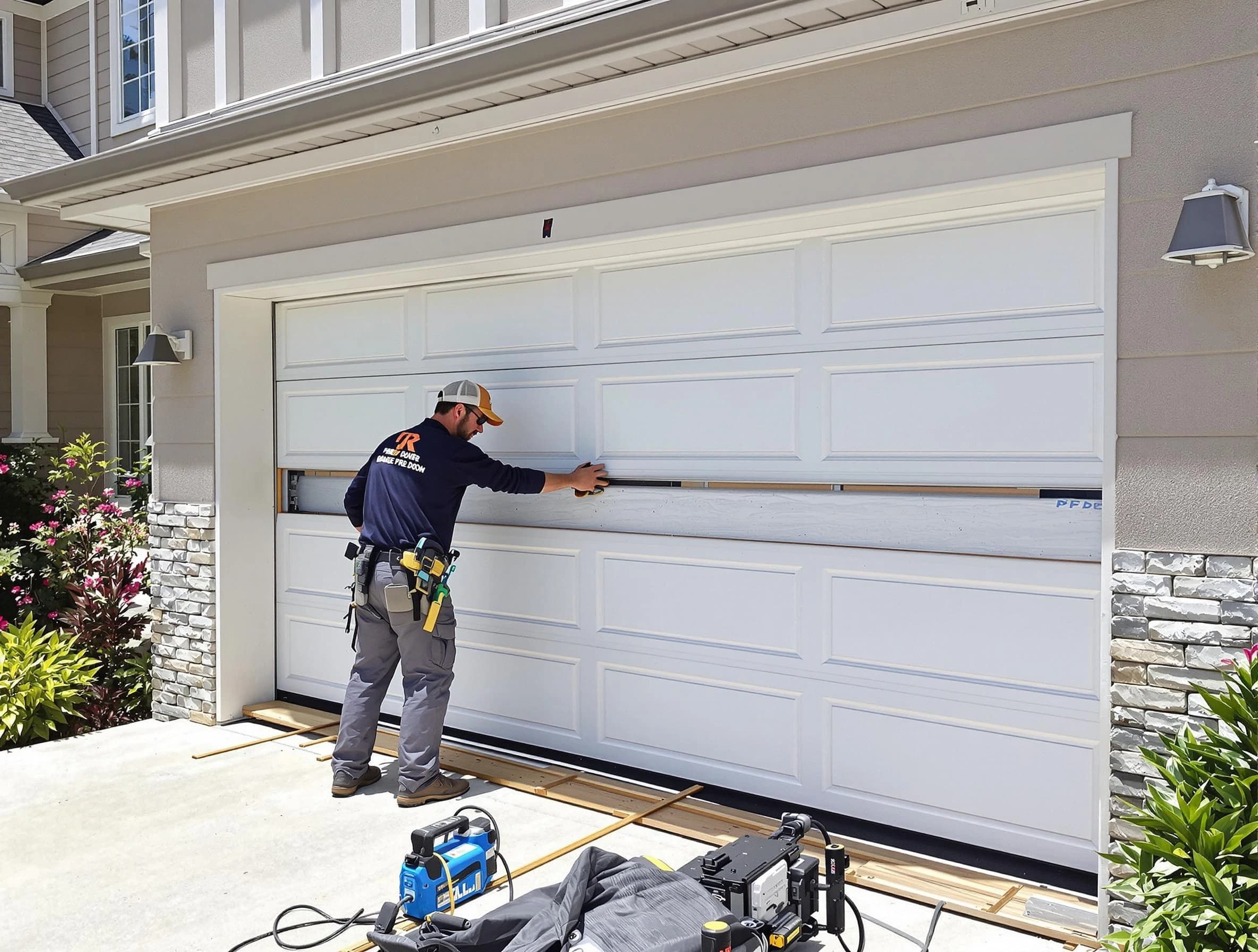Sherrelwood Garage Door Repair team performing complete garage door replacement at Sherrelwood residence