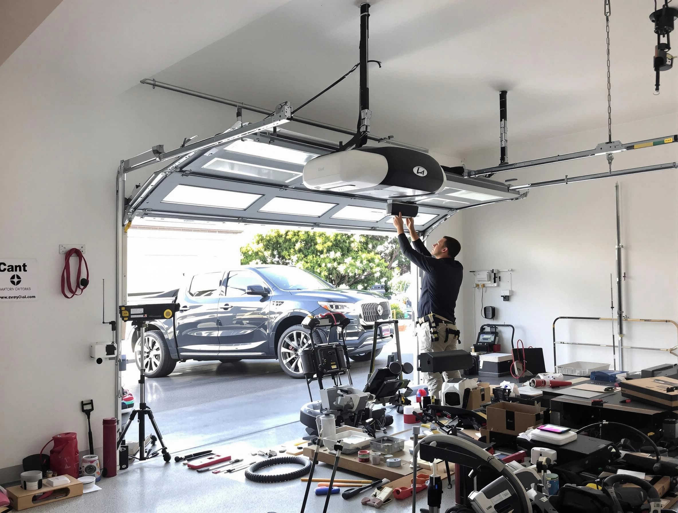 Sherrelwood Garage Door Repair specialist installing smart garage door opener system in Sherrelwood home