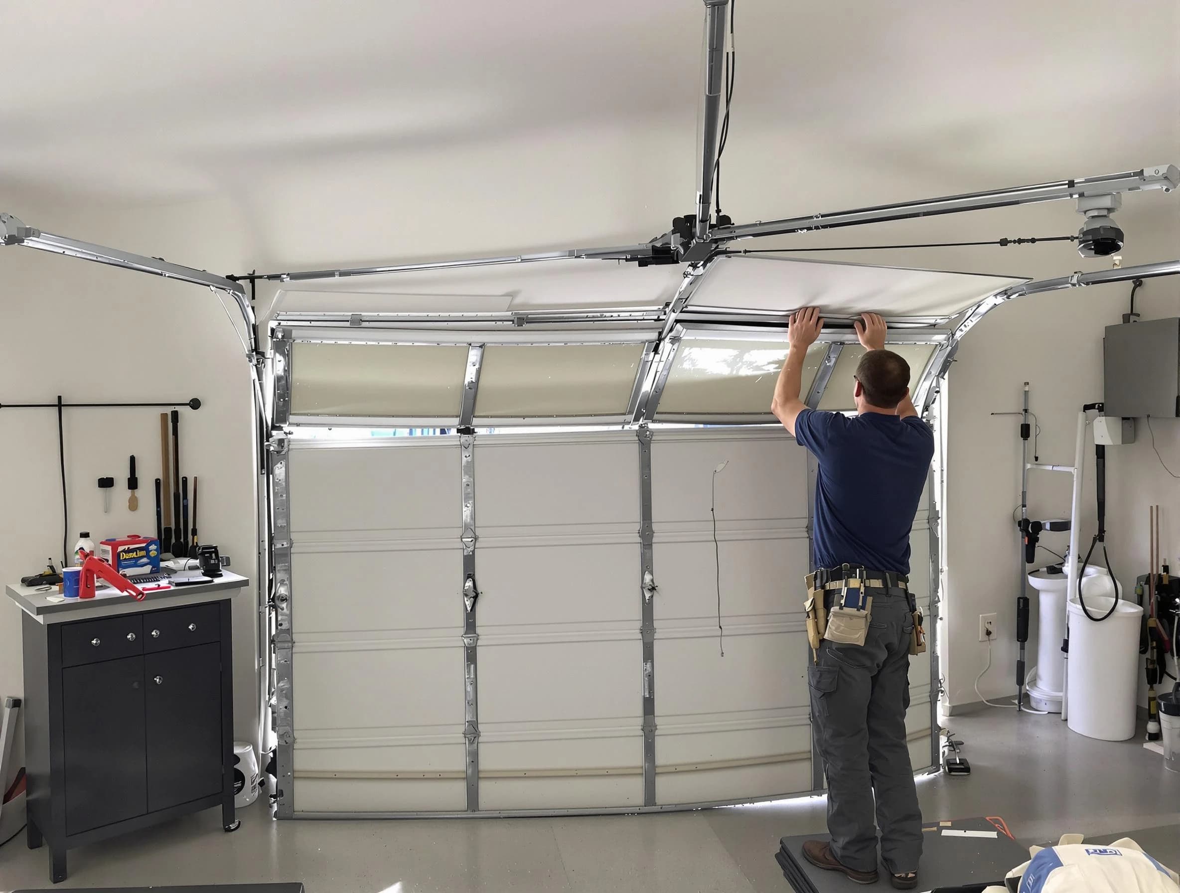 Sherrelwood Garage Door Repair specialist performing precise section replacement on Sherrelwood garage door
