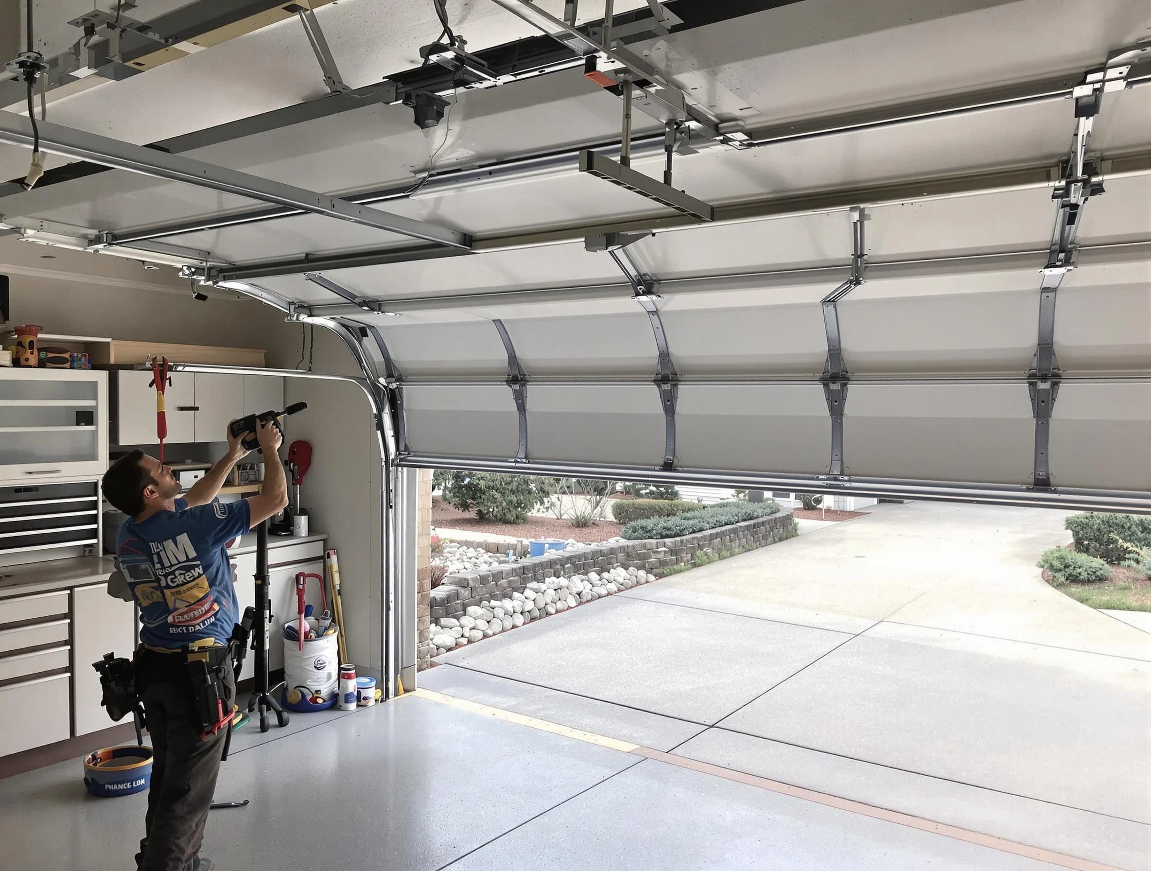 Garage door track repair service by Sherrelwood Garage Door Repair in Sherrelwood