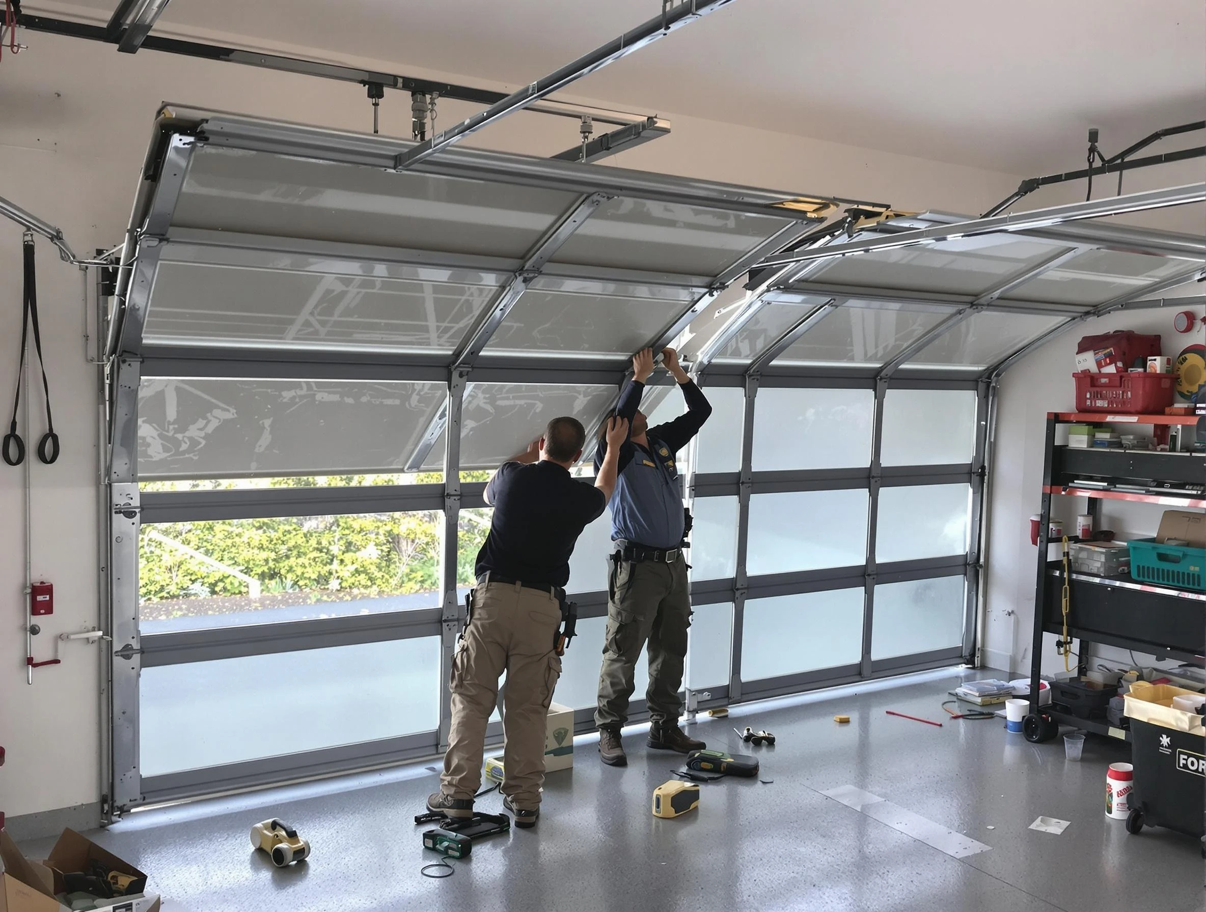 Sherrelwood Garage Door Repair expert performing precise panel replacement on Sherrelwood garage door