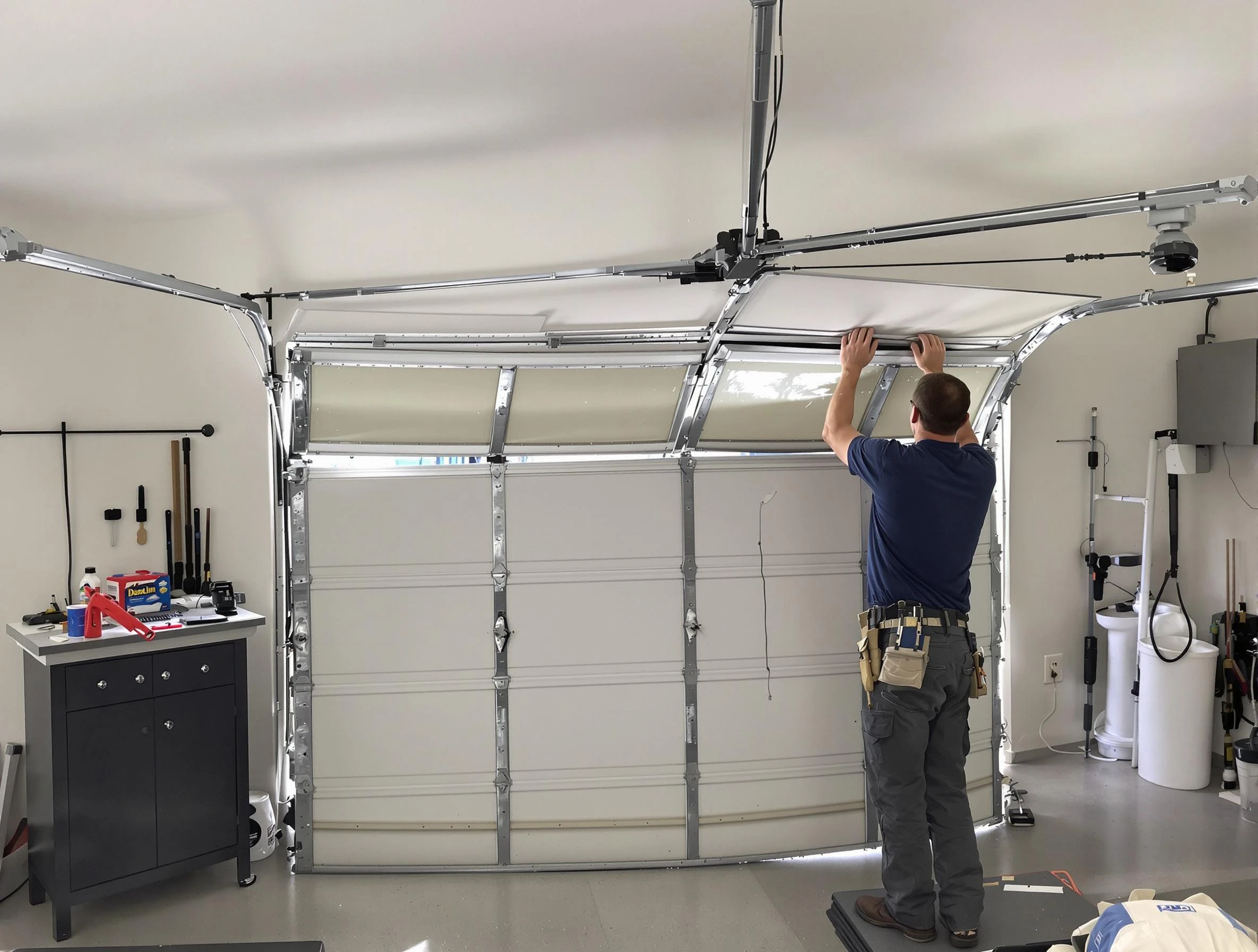 Sherrelwood Garage Door Repair specialist performing precise section replacement on Sherrelwood garage door