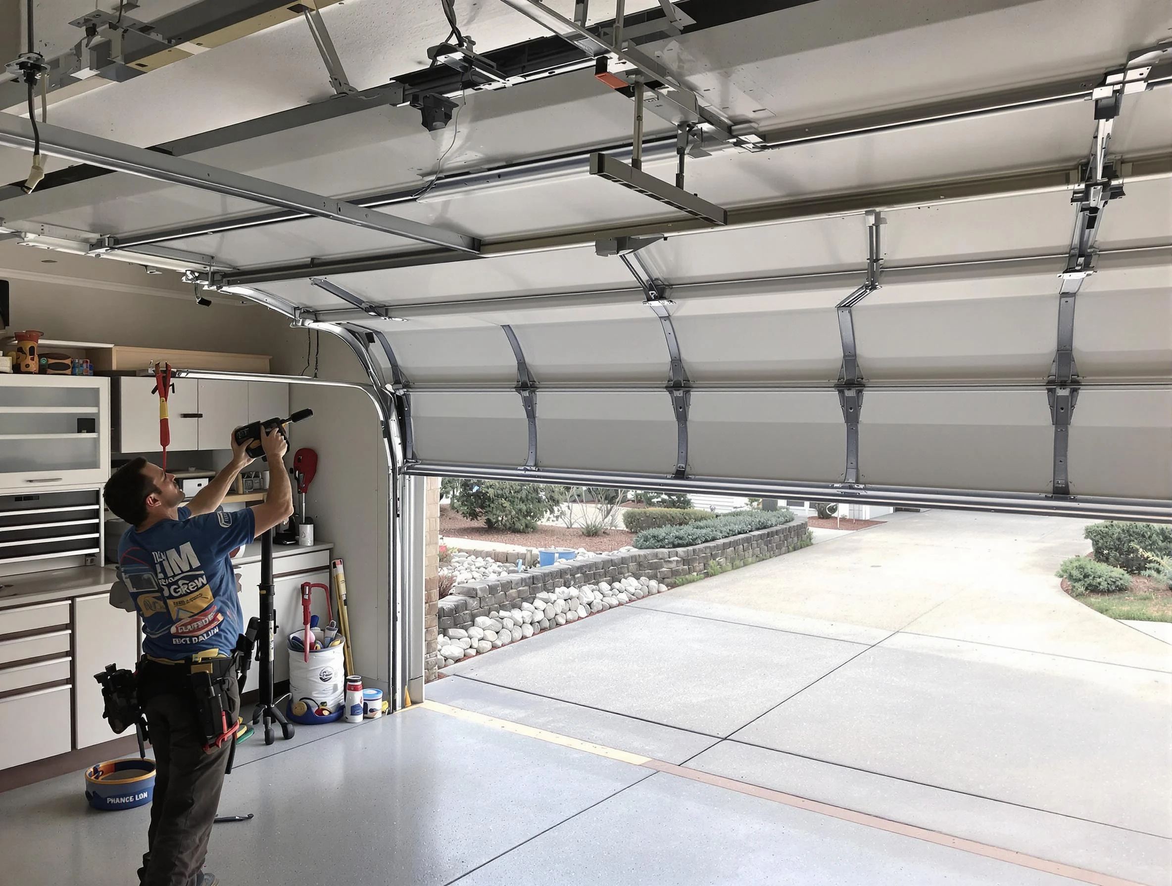 Garage door track repair service by Sherrelwood Garage Door Repair in Sherrelwood